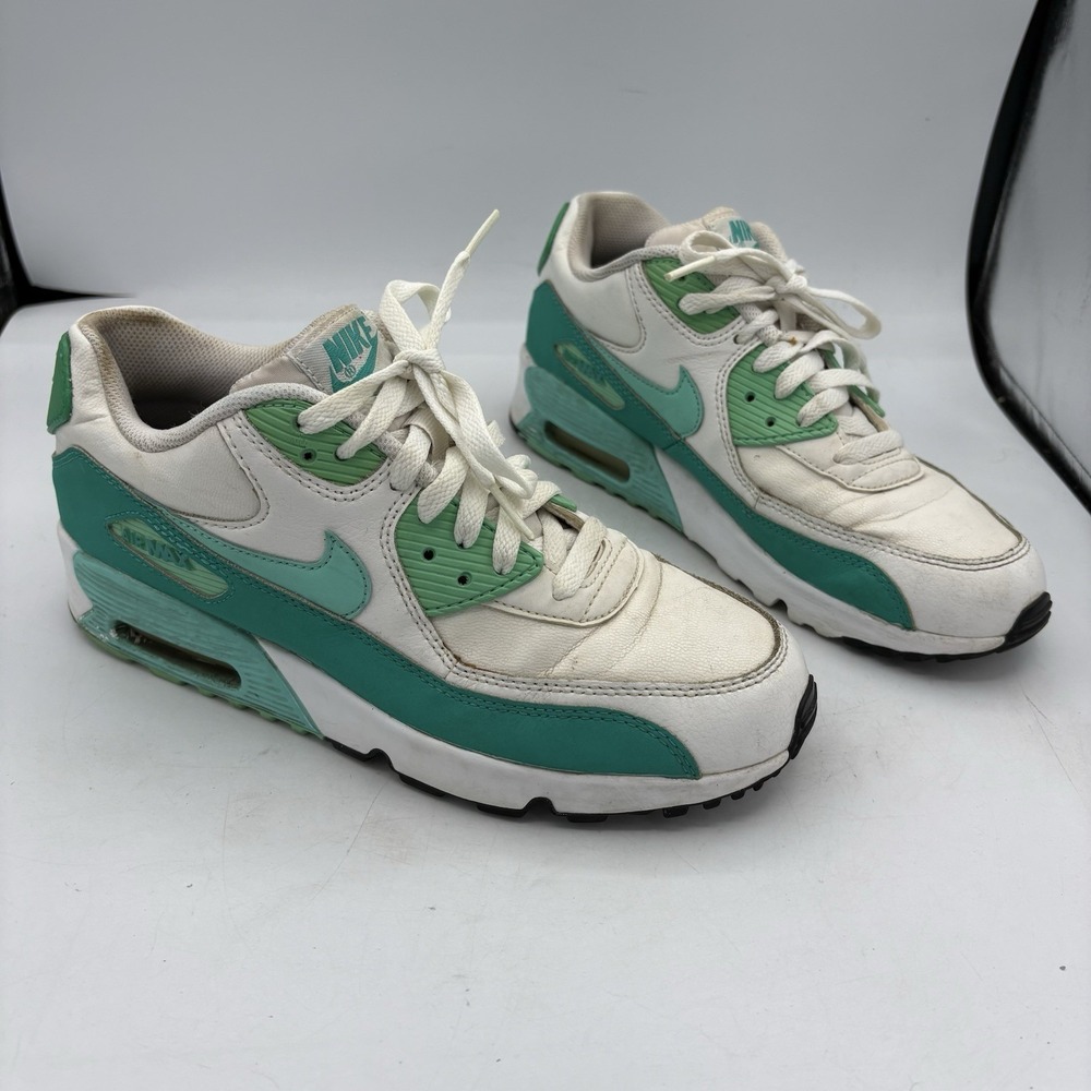Nike Shoes Boys Kid Size 7 Y Air Max 90 LTR GS White Hyper Turq Jade Sneakers